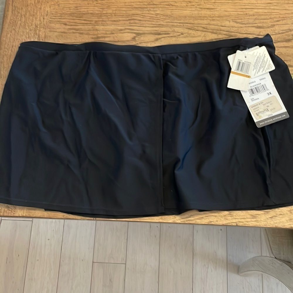 CHRISTINA BLACK BIKINI BOTTOM ATTACHED TO SKIRT. NEW
